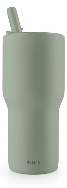 Eva Trio Sip'n'Go termohrnek s brčkem 0,6 l Green Goddess, zelený nerezový tumbler na studené nápoje do auta i ke kočárku