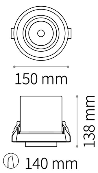 Ideal Lux LED zápustné bodové svítidlo Nova, ø 15 cm, 4000k, černá - VÝPRODEJ