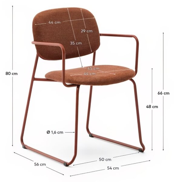 Terakotově červená jídelní židle Kave Home Meli II