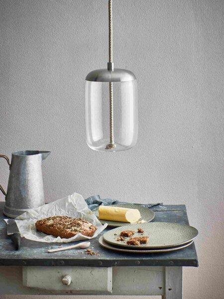 Brokis Designové závěsné svítidlo Knot Cilindro Small, PC1034 Barva skla: Transparentní číré sklo, Povrchová úprava baldachýnu: Mosaz, Povrch reflektoru: Mosaz