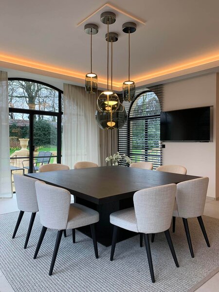 Brokis Designové závěsné svítidlo Knot Cilindro Small, PC1034 Barva skla: Transparentní číré sklo, Povrchová úprava baldachýnu: Mosaz, Povrch reflektoru: Mosaz