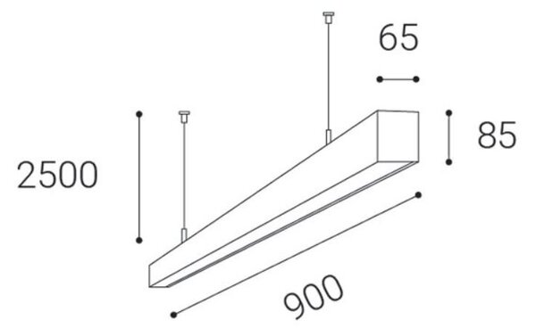 Led2 Závěsné svítidlo LINO Z, 90cm Stmívání, řízení: ON/OFF (bez stmívání), Barva stínidla: opal, Barva svítidla: černá