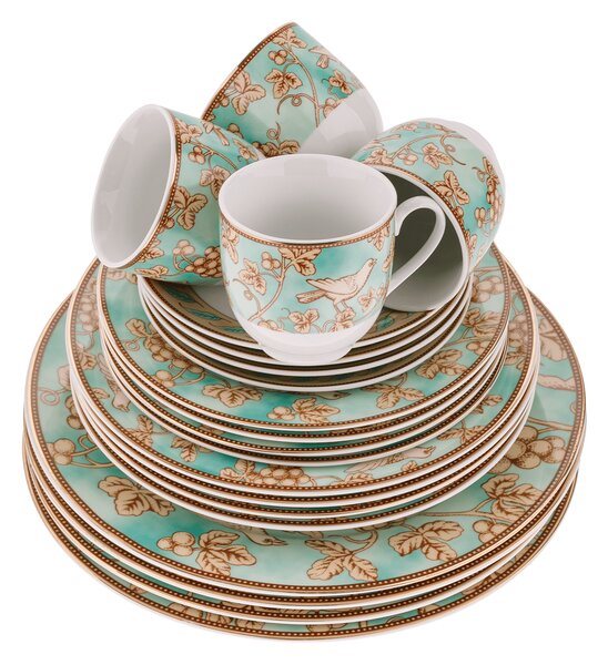 TEMPO-KONDELA DONATELLA TURQUOISE, jídelní souprava, set 20 ks, porcelán