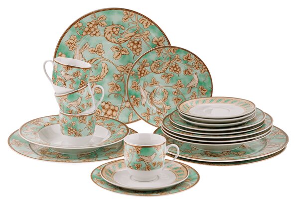TEMPO-KONDELA DONATELLA TURQUOISE, jídelní souprava, set 20 ks, porcelán