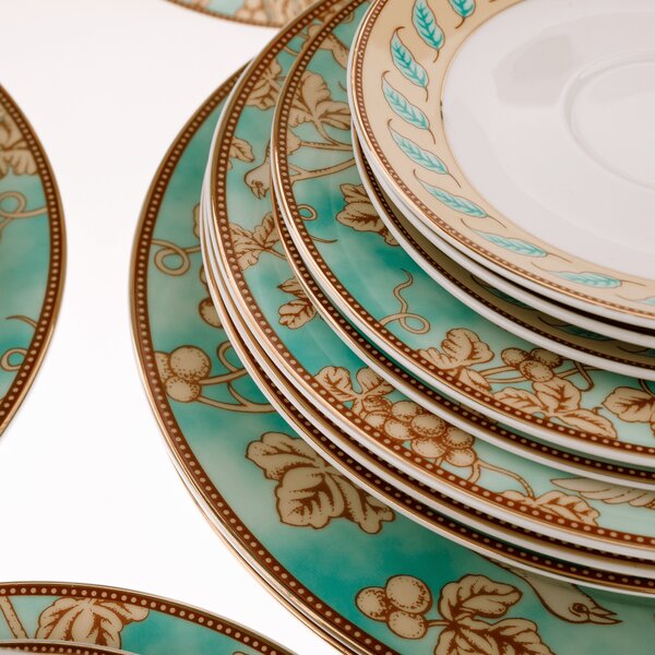 TEMPO-KONDELA DONATELLA TURQUOISE, jídelní souprava, set 20 ks, porcelán