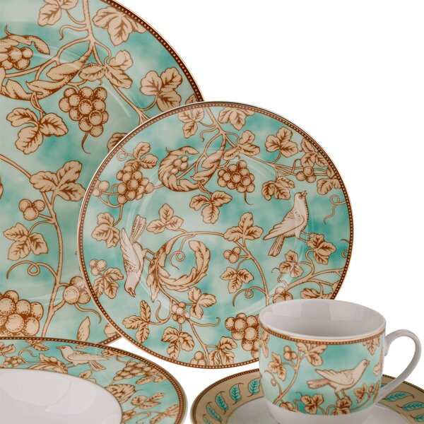 TEMPO-KONDELA DONATELLA TURQUOISE, jídelní souprava, set 20 ks, porcelán