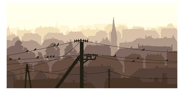 Foto obraz skleněný horizontální Město linie osh-57666255