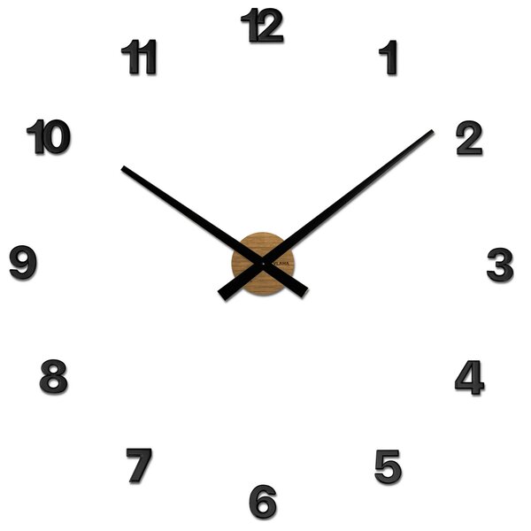 VLAHA Dubové nalepovací hodiny MINIMAL vyrobené v Čechách - černé VCT1045 (nalepovací dubové dřevěné hodiny)
