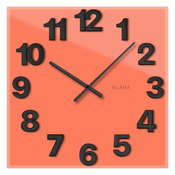 VLAHA GLASSICO design skleněné červené hodiny vyrobené v Čechách VCT1103 (ručně vyrobené české hodiny)