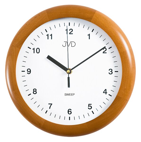 JVD Medové dřevěné tiché nástěnné hodiny JVD NS2341/41 (tiché netikající hodiny s plynulým chodem)