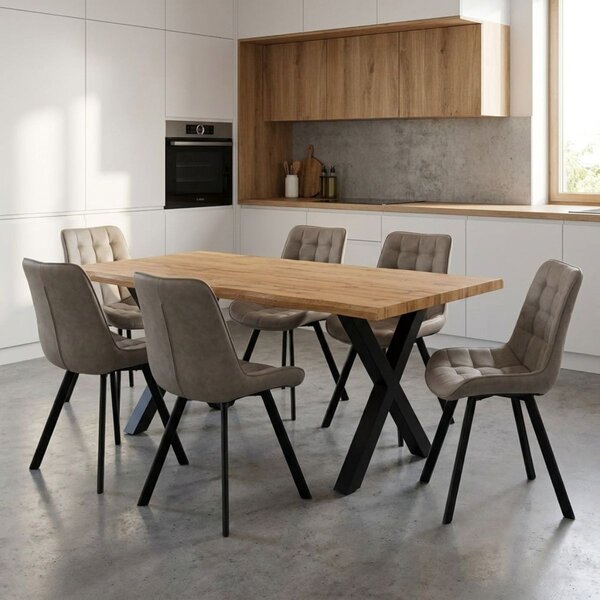 Vikio Jídelní set pro 6 osob 160x90 cm dub-béžová VJS116-61L