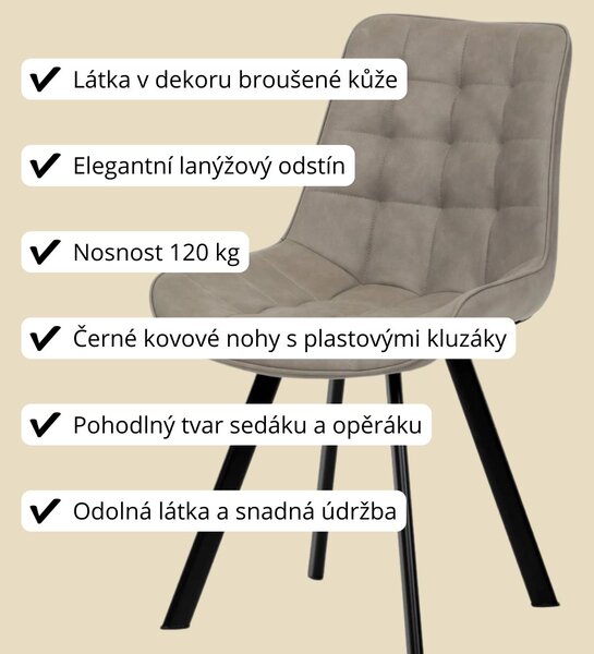 Vikio Jídelní set pro 6 osob 160x90 cm dub-béžová VJS116-61L