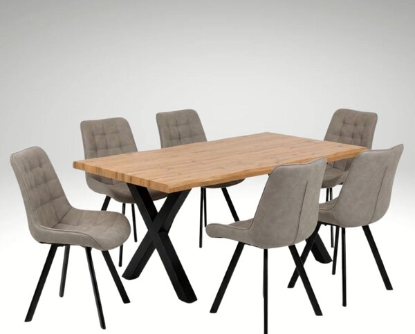 Vikio Jídelní set pro 6 osob 160x90 cm dub-béžová VJS116-61L