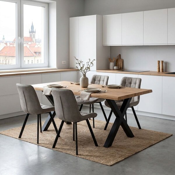 Vikio Jídelní set pro 4 osoby 160x90 cm dub-béžová VJS116-41L