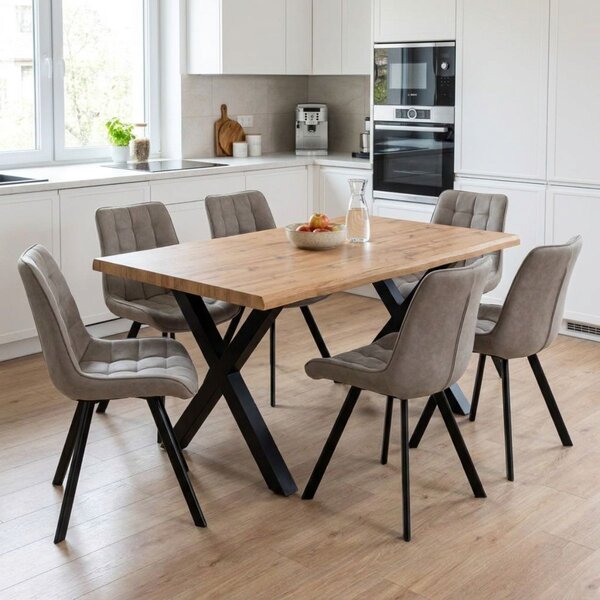 Vikio Jídelní set pro 6 osob 160x90 cm dub-béžová VJS116-61L