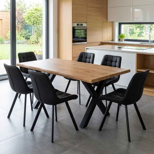 Vikio Jídelní set pro 6 osob 160x90 cm dub-černá VJS116-61C