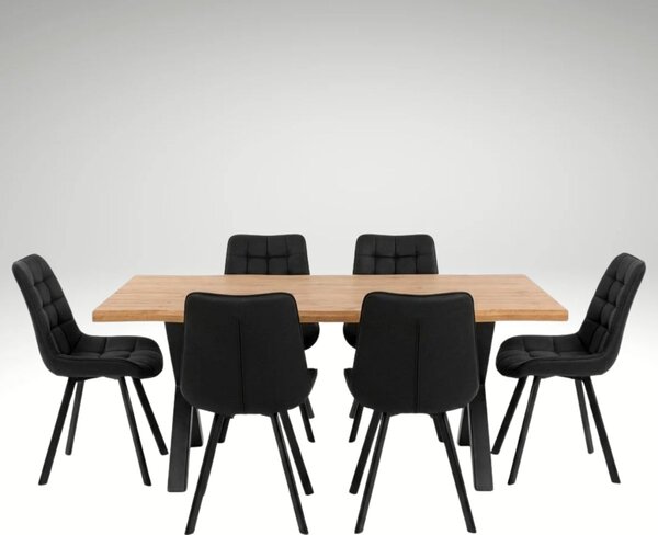 Vikio Jídelní set pro 6 osob 160x90 cm dub-černá VJS116-61C