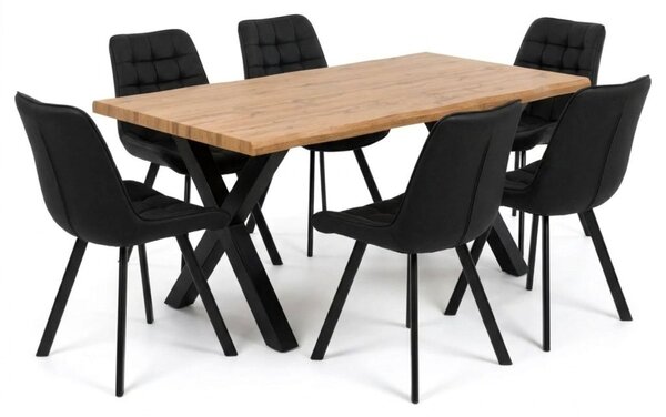 Vikio Jídelní set pro 6 osob 160x90 cm dub-černá VJS116-61C