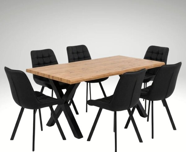 Vikio Jídelní set pro 6 osob 160x90 cm dub-černá VJS116-61C