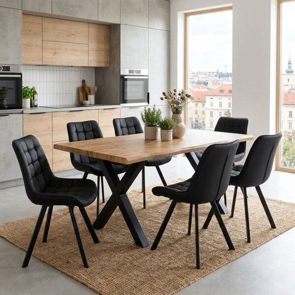 Vikio Jídelní set pro 6 osob 160x90 cm dub-černá VJS116-61C