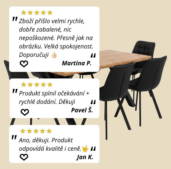 Vikio Jídelní set pro 6 osob 160x90 cm dub-černá VJS116-61C