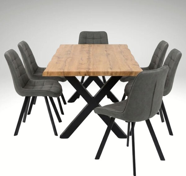 Vikio Jídelní set pro 6 osob 160x90 cm dub-šedá VJS116-61S