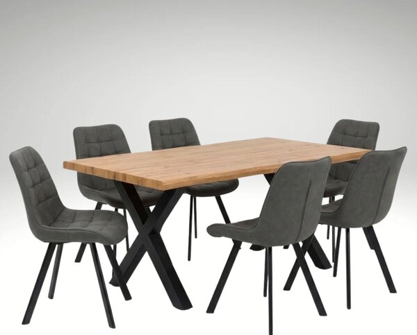 Vikio Jídelní set pro 6 osob 160x90 cm dub-šedá VJS116-61S