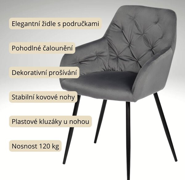 Vikio Jídelní set 4+1 160x90 cm dub, šedá VJS136-4S