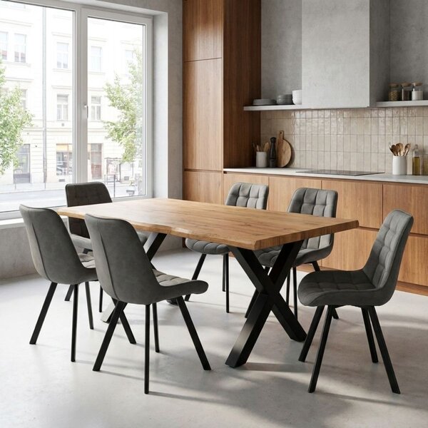 Vikio Jídelní set pro 6 osob 160x90 cm dub-šedá VJS116-61S