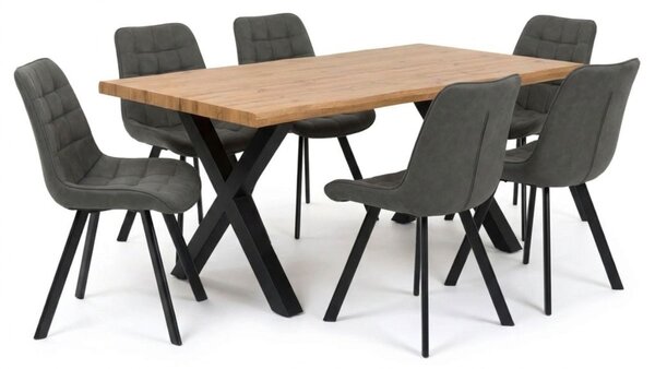 Vikio Jídelní set pro 6 osob 160x90 cm dub-šedá VJS116-61S