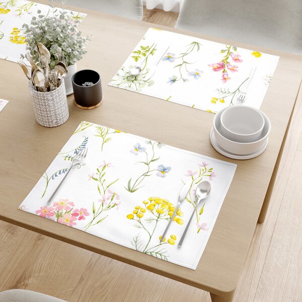 Goldea prostírání na stůl 100% bavlněné plátno - kvetoucí louka - sada 2ks 30 x 40 cm
