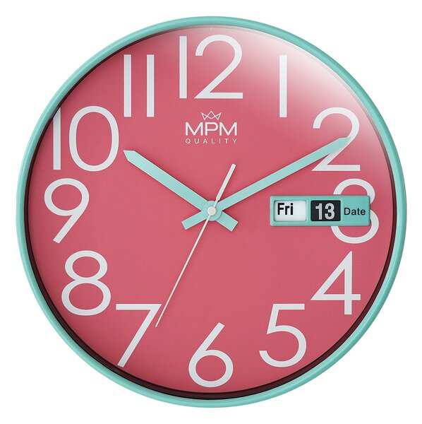 MPM Nástěnné hodiny MPM Date Style v elegantním provedení s velkými arabskými číslicemi E01.4301.4323