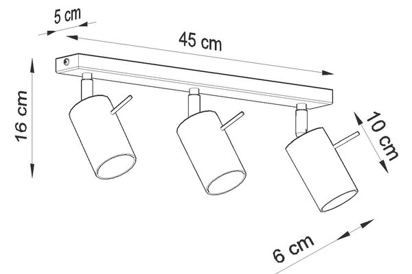 Sollux Stropní/nástěnné svítidlo RING 3 ø 8 cm Barva: Černá