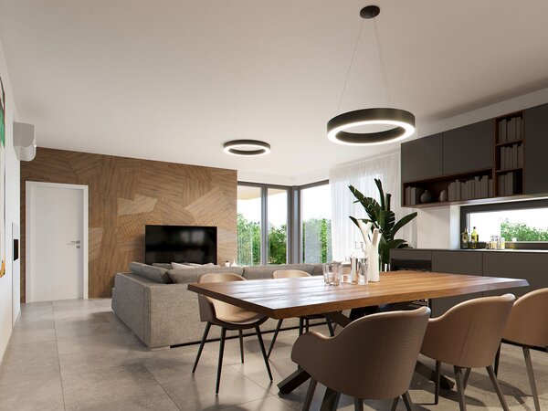 Led2 Závěsné LED svítidlo SATURN P-Z ø 60 cm, 3000/4000K Barva: Černá, Stmívání, řízení: TRIAC