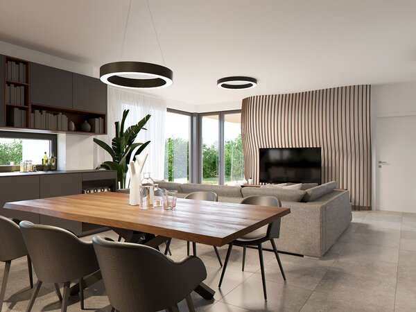 Led2 Závěsné LED svítidlo SATURN P-Z ø 60 cm, 3000/4000K Barva: Černá, Stmívání, řízení: TRIAC