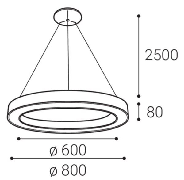 Led2 Závěsné LED svítidlo SATURN P-Z ø 80 cm, bílá Teplota světla: 3000K - teplá bílá, Stmívání, řízení: ON/OFF (bez stmívání)