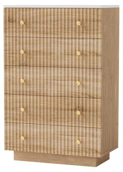 Komoda Moonbite s 5 zásuvkami v dubovém provedení s LED osvětlením, 73 x 40 x 111 cm