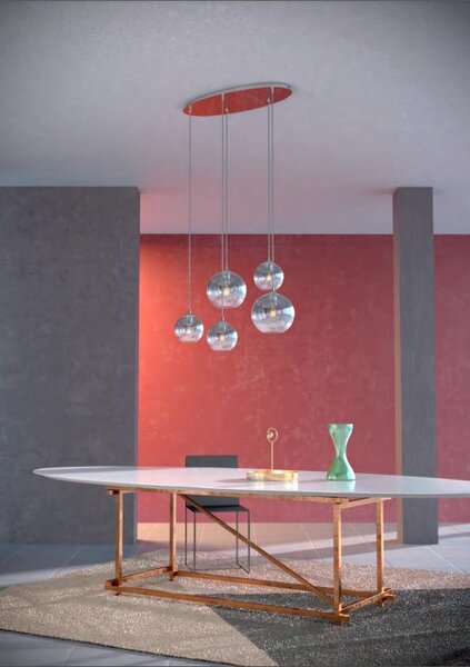 Redo Set designových závěsných svítidel Bowl Barva: Měděná