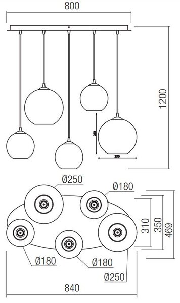 Redo Set designových závěsných svítidel Bowl Barva: Měděná