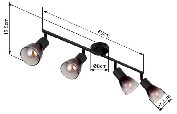 Globo 54312-4 - Bodové svítidlo SATELLA 4xE14/25W/230V černá