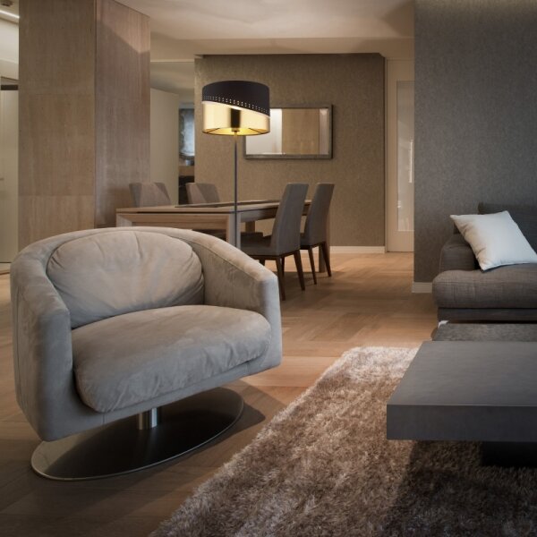 Globo 54046S - Stojací lampa OR 1xE27/60W/230V pr. 35 cm černá/zlatá