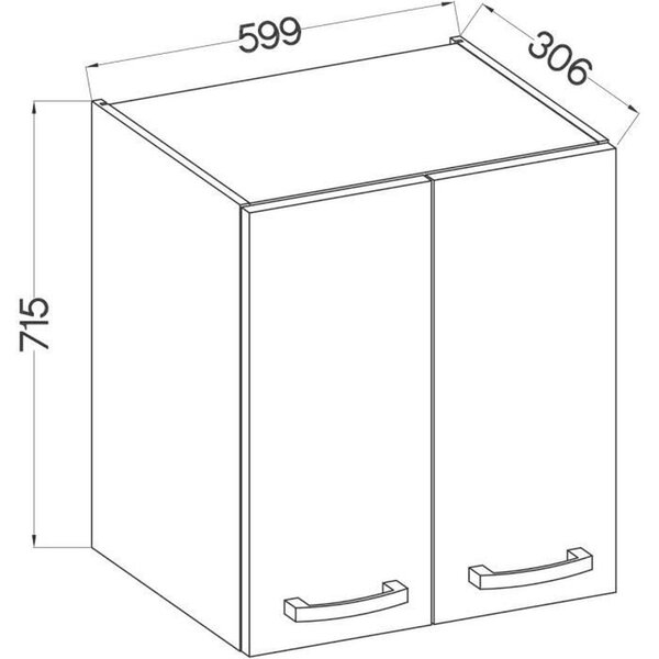 Vysoká skříňka se 2 výklopnými dvířky - Imitace dub Sonoma - š 60 cm x hl 31,6 x v 72 cm - LASSEN