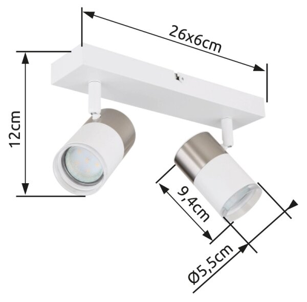 Globo 57851-2 - Bodové svítidlo BRISBON 2xGU10/25W/230V bílá/chrom