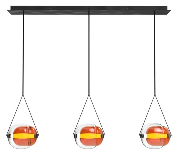 Brokis Designové LED závěsné svítidlo Capsula single PC937, 2700K Barva skla: Šedá kouřová - transparentní sklo, Barva vnitřního skla: Šedá kouřová - transparentní sklo, Baldachýn: Kov - černý matný komaxit