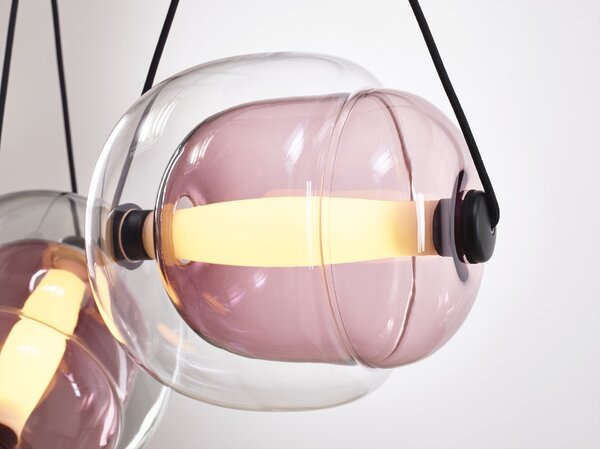 Brokis Designové LED závěsné svítidlo Capsula single PC937, 2700K Barva skla: Šedá kouřová - transparentní sklo, Barva vnitřního skla: Šedá kouřová - transparentní sklo, Baldachýn: Kov - černý matný komaxit