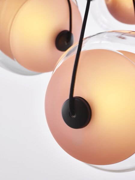Brokis Designové LED závěsné svítidlo Capsula single PC937, 2700K Barva skla: Šedá kouřová - transparentní sklo, Barva vnitřního skla: Šedá kouřová - transparentní sklo, Baldachýn: Kov - černý matný komaxit