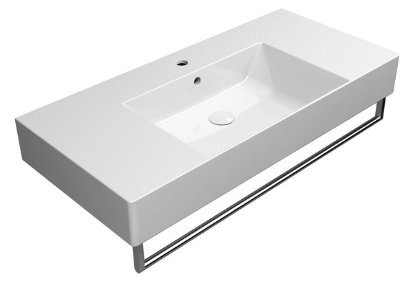 GSI GSI, KUBE X keramické umyvadlo 100x47 cm s odkládacími plochami, bílá ExtraGlaze, 9451111