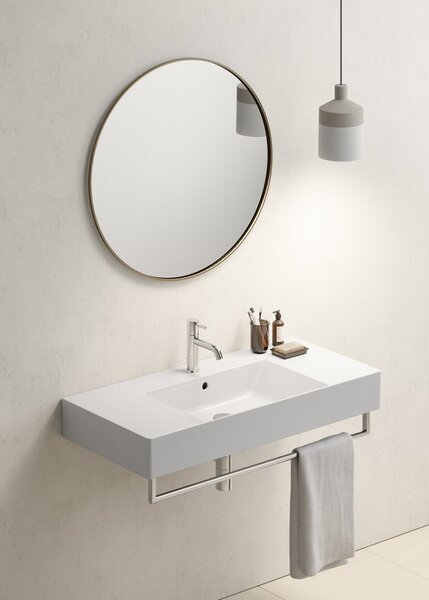 GSI GSI, KUBE X keramické umyvadlo 100x47 cm s odkládacími plochami, bílá ExtraGlaze, 9451111