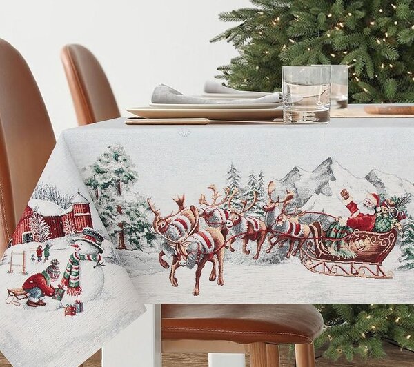 Vánoční ubrus s motivem Santa na saních 97x100 cm