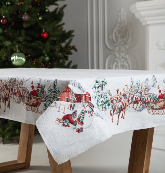 Vánoční ubrus s motivem Santa na saních 97x100 cm